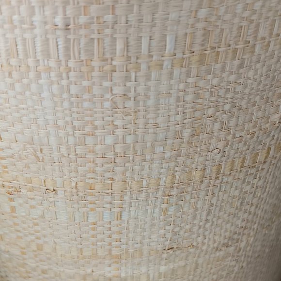 SOLD - Ice Bucket Grasscloth Raffia Faux Bamboo Handle MatchingTongs MCM BOHO - Picture 13 of 13